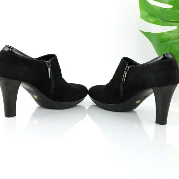 Aquatallia Womens Boot Size 8.5 Waterproof Black Suede Block Heel Bootie Shootie - Picture 9 of 12